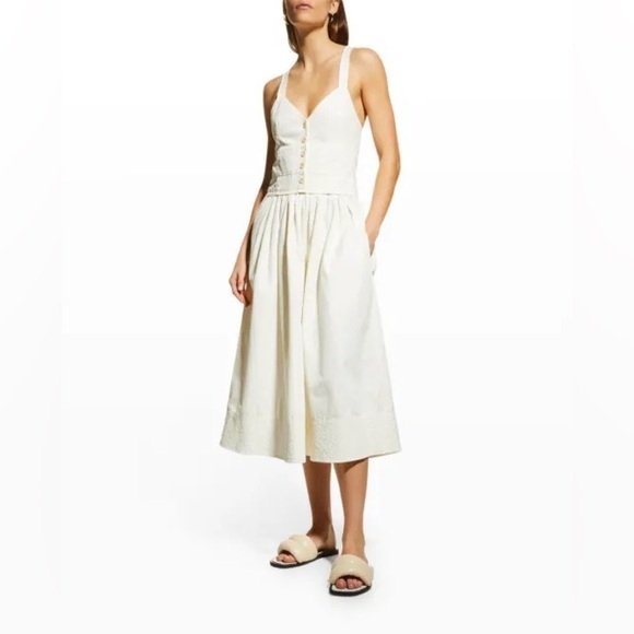 PROENZA SCHOULER WHITE LABEL Sleeveless Washed Cotton Midi Dress Off White 495$ - Picture 2 of 15